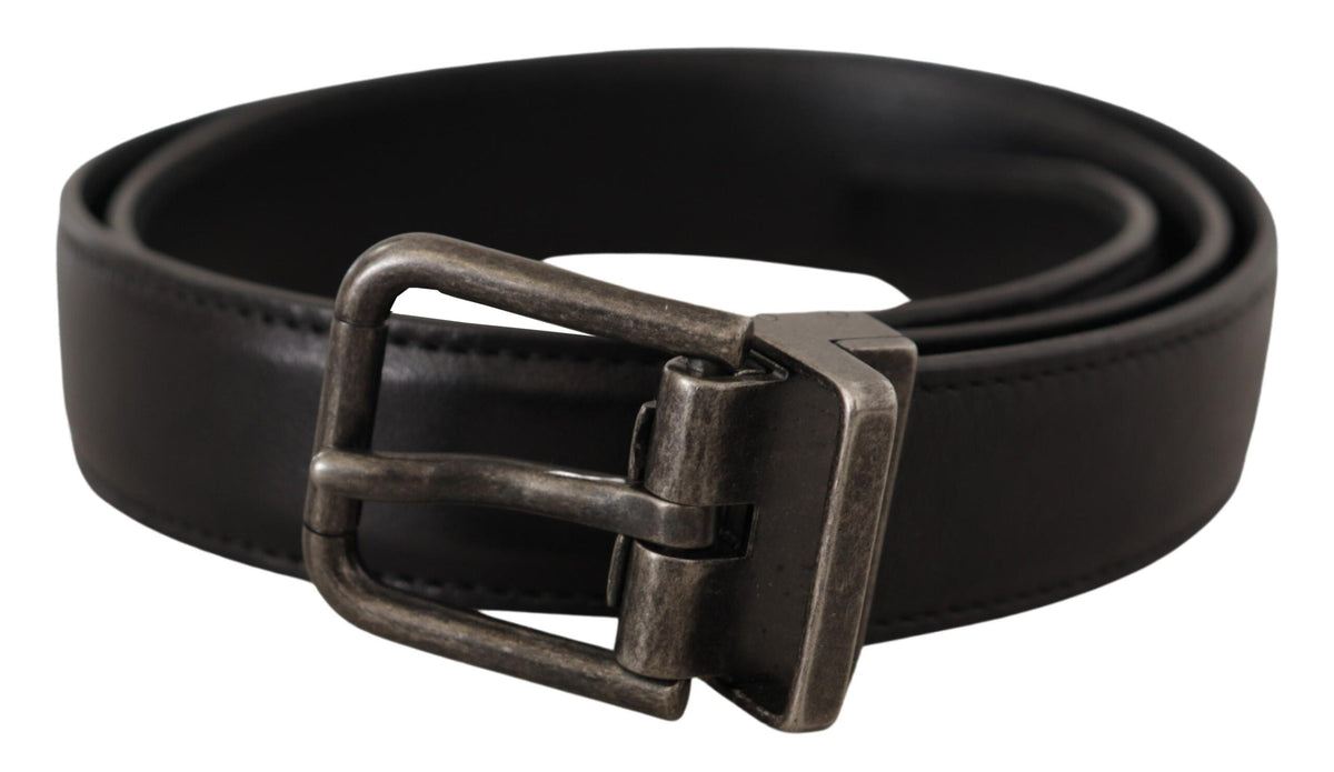 Ceinture Dolce &amp; Gabbana en cuir de veau noir avec boucle en métal et logo
