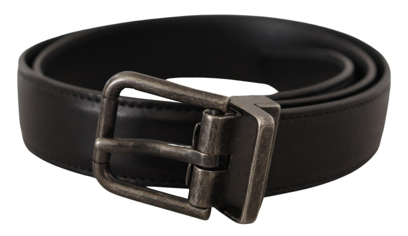 Ceinture Dolce &amp; Gabbana en cuir de veau noir avec boucle en métal et logo