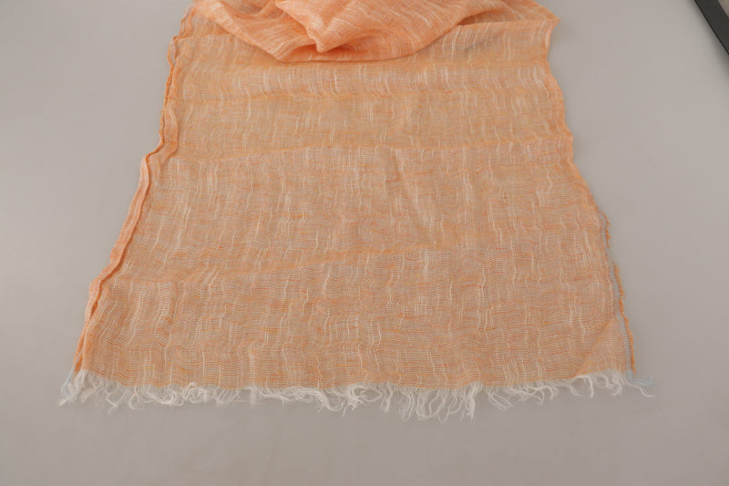 Malo Peach Linen Knitted Shawl Wrap with Fringes Scarf