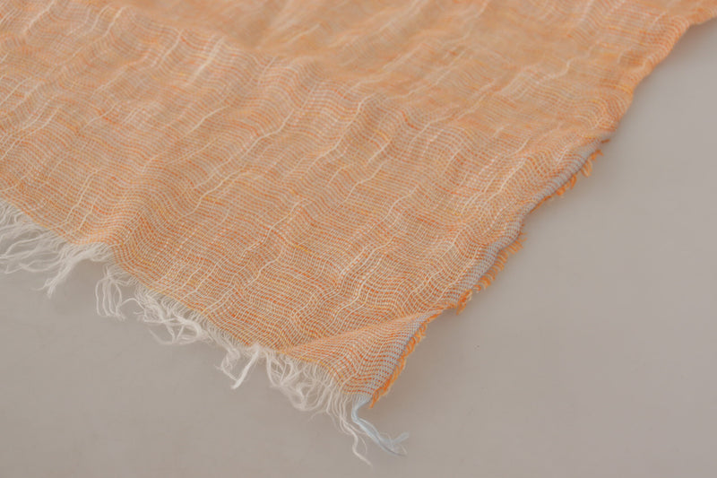 Malo Peach Linen Knitted Shawl Wrap with Fringes Scarf