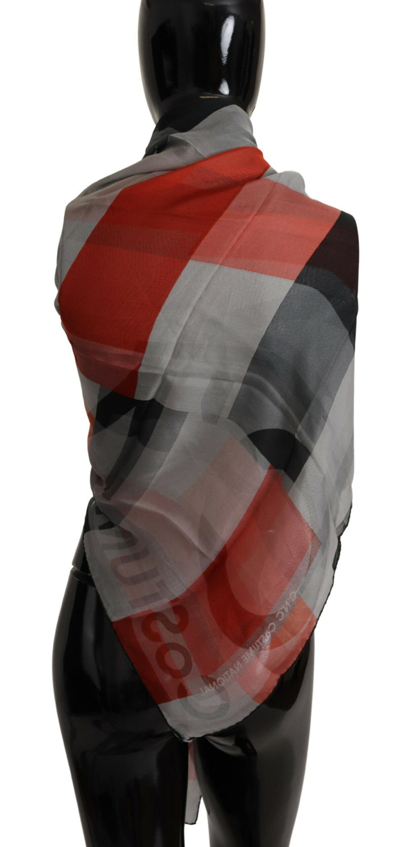 Costume National Écharpe Foulard Wrap Gris Rouge