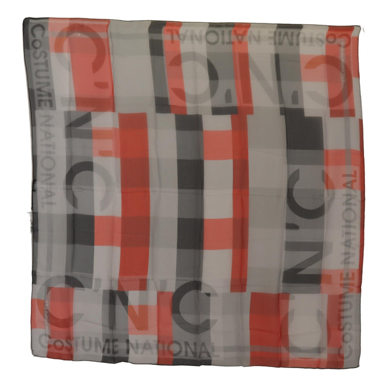 Costume National Écharpe Foulard Wrap Gris Rouge