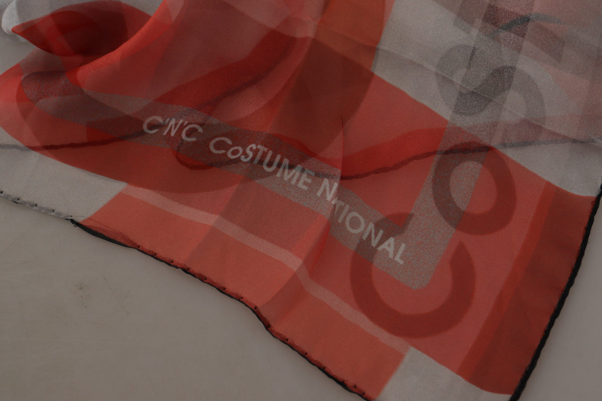 Costume National Écharpe Foulard Wrap Gris Rouge
