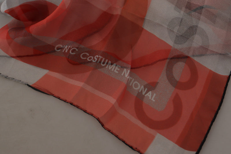 Costume National Écharpe Foulard Wrap Gris Rouge