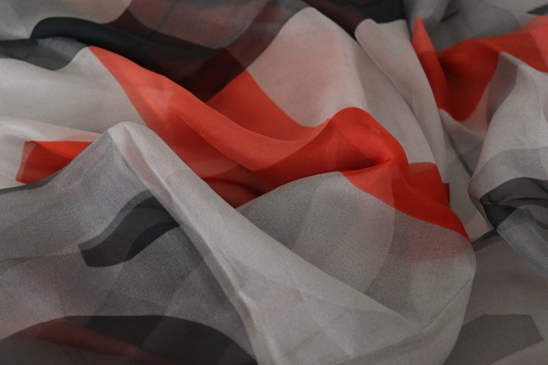Costume National Écharpe Foulard Wrap Gris Rouge