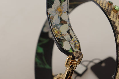 Bandoulière réversible en cuir exotique beige et cristaux Dolce & Gabbana
