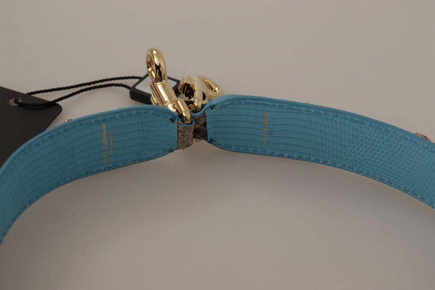 Bandoulière en cuir exotique marron et cristaux Dolce & Gabbana