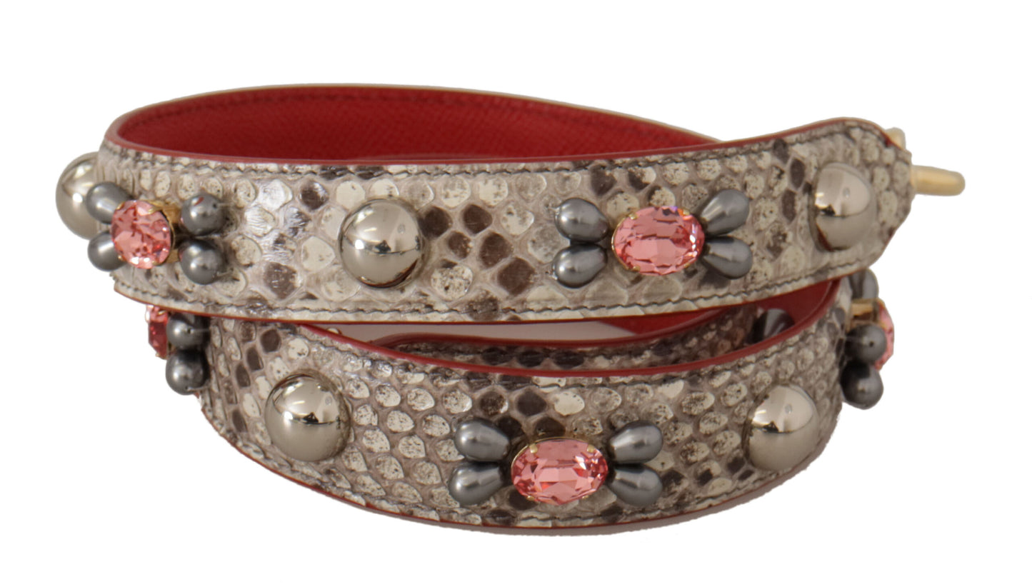 Dolce & Gabbana Beige Exotisch Leren Schouderband met Studs