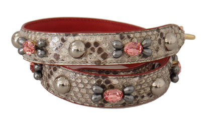 Dolce & Gabbana Beige Exotisch Leren Schouderband met Studs