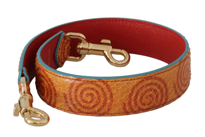 Dolce & Gabbana Orange Leather Swirl Print Shoulder Strap