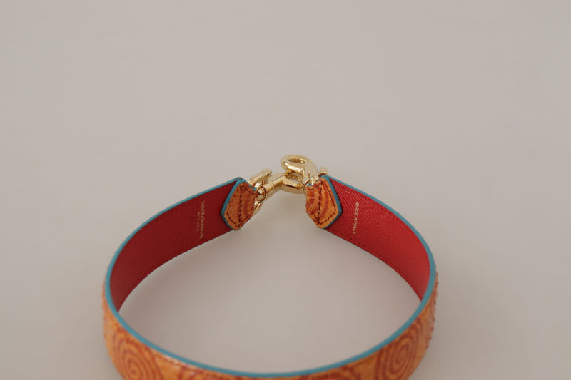 Dolce & Gabbana Orange Leather Swirl Print Shoulder Strap