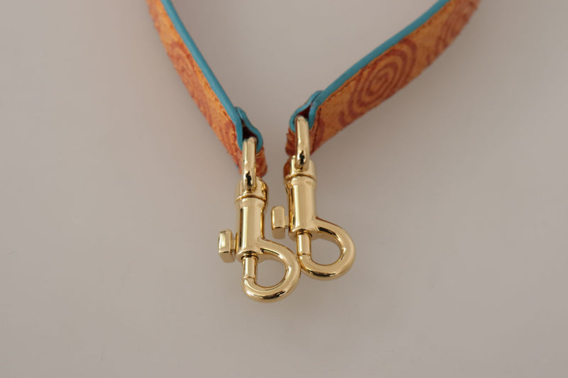Dolce & Gabbana Orange Leather Swirl Print Shoulder Strap
