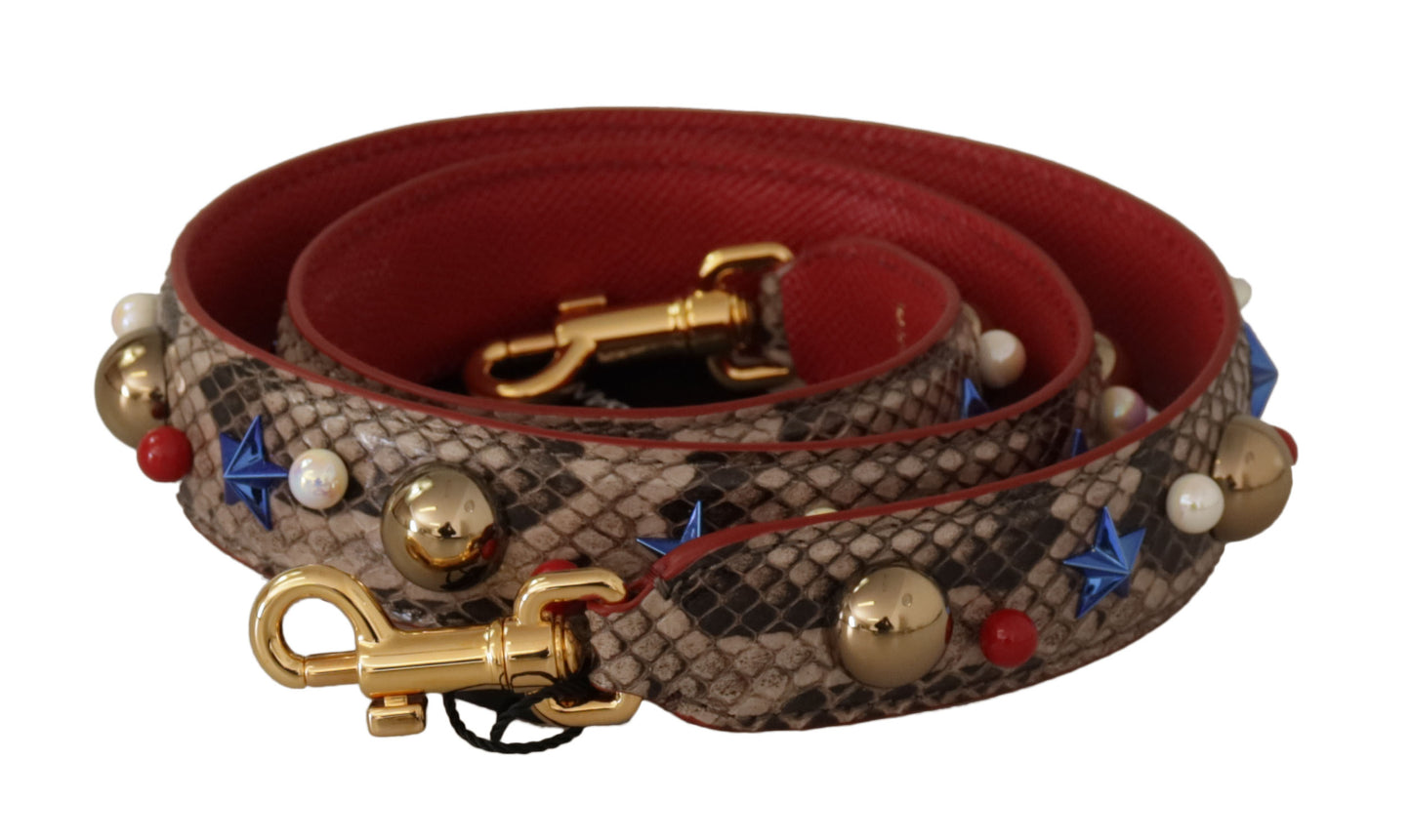 Dolce & Gabbana Bruine Pythonleren Schouderband met Studs