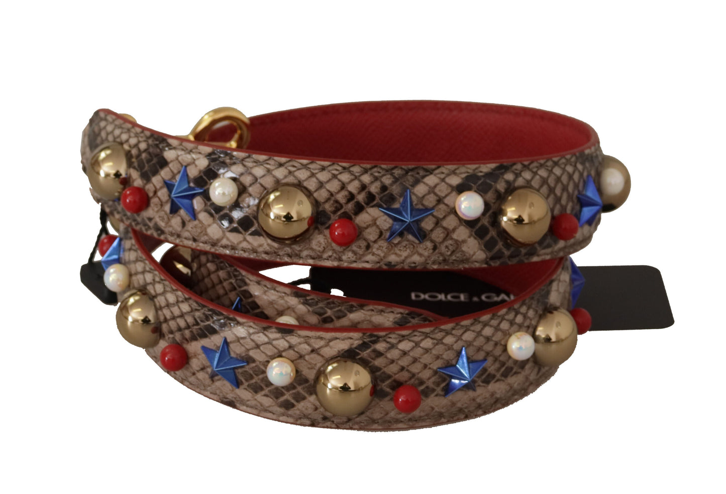 Dolce & Gabbana Bruine Pythonleren Schouderband met Studs