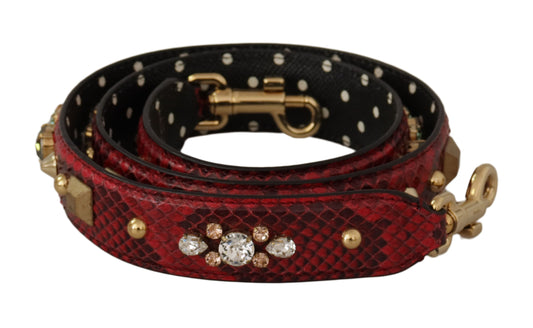 Bandoulière réversible en cuir de python rouge et cristaux Dolce & Gabbana
