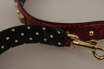 Dolce & Gabbana Rode Python Leren Kristallen Omkeerbare Schouderband