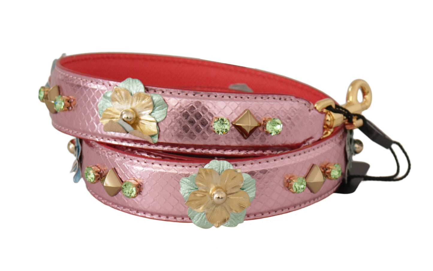 Dolce & Gabbana Metallic Roze Leren Schouderband met Studs