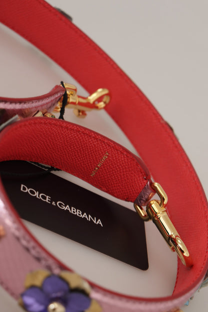 Dolce & Gabbana Metallic Roze Leren Schouderband met Studs