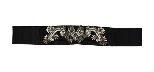 Ceinture Dolce & Gabbana en soie noire ornée de cristaux