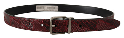 Ceinture Dolce & Gabbana en cuir exotique rouge avec boucle en métal et logo