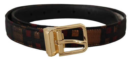 Ceinture Dolce & Gabbana en cuir jacquard multicolore avec boucle en métal doré