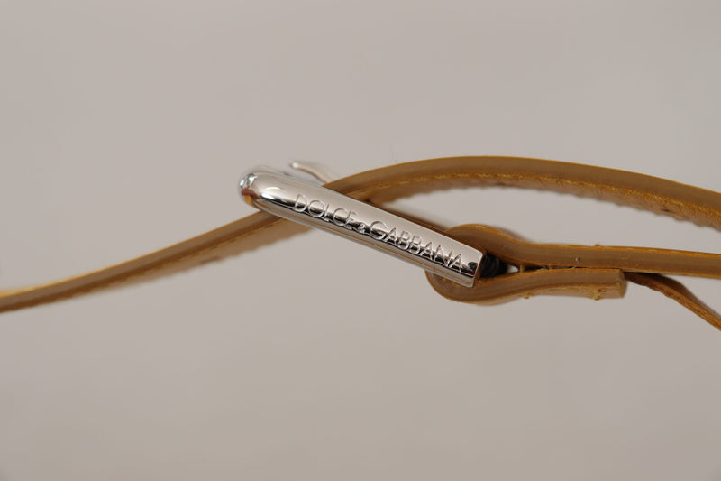 Dolce & Gabbana Ceinture en Cuir Jaune avec Boucle Logo Argentée