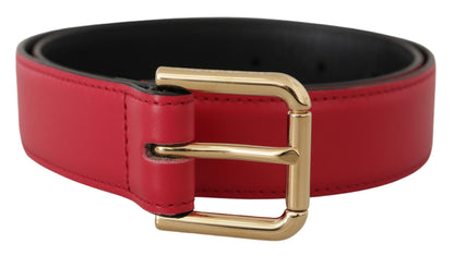 Ceinture Dolce & Gabbana en cuir de veau rouge avec boucle en métal doré et logo