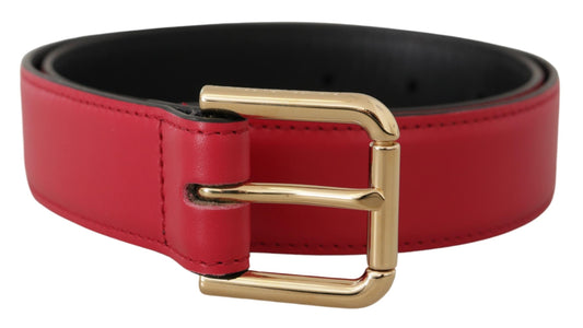Ceinture Dolce & Gabbana en cuir de veau rouge avec boucle en métal doré et logo
