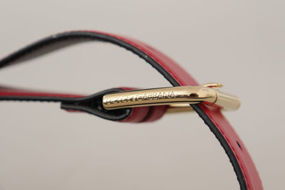 Ceinture Dolce & Gabbana en cuir de veau rouge avec boucle en métal doré et logo