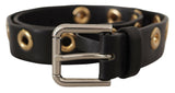 Dolce & Gabbana Ceinture en Cuir Noir avec Boucle Argentée