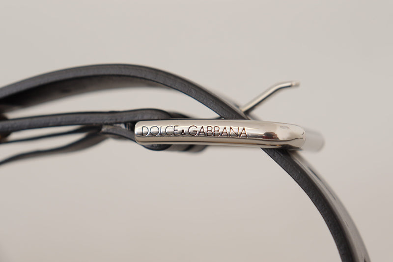 Dolce & Gabbana Ceinture en Cuir Noir avec Boucle Argentée