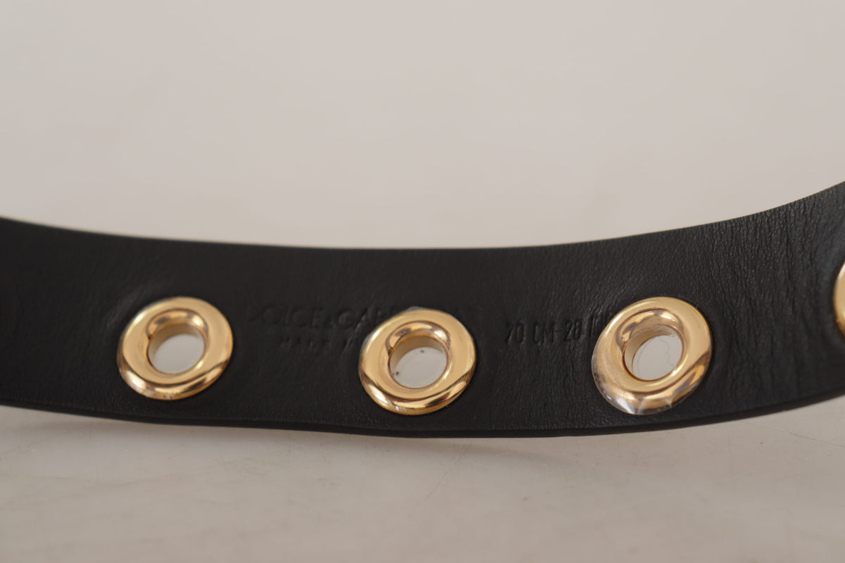 Dolce & Gabbana Ceinture en Cuir Noir avec Boucle Argentée