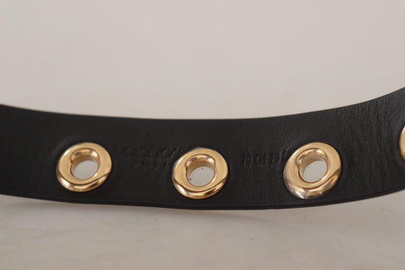 Dolce & Gabbana Ceinture en Cuir Noir avec Boucle Argentée