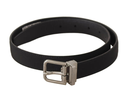Dolce & Gabbana Zwarte Canvas Leren Zilverkleurige Metalen Gesp Riem