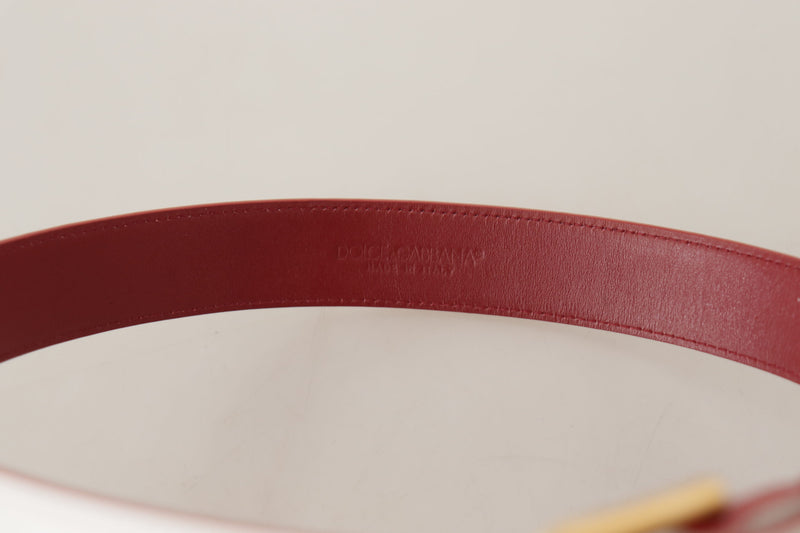 Dolce & Gabbana Ceinture en Cuir de Veau Blanc avec Boucle Métallique Dorée