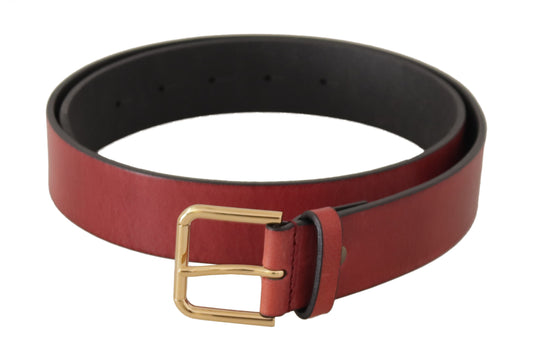 Dolce & Gabbana rode leren riem met gouden logo en metalen gesp