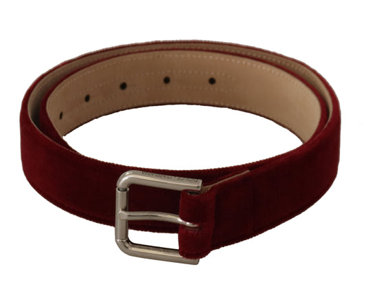 Dolce & Gabbana Red Velvet zilveren logo gegraveerde metalen gesp riem