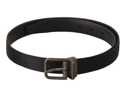 Dolce & Gabbana Zwarte Kalfsleren Vintage Metalen Gesp Riem