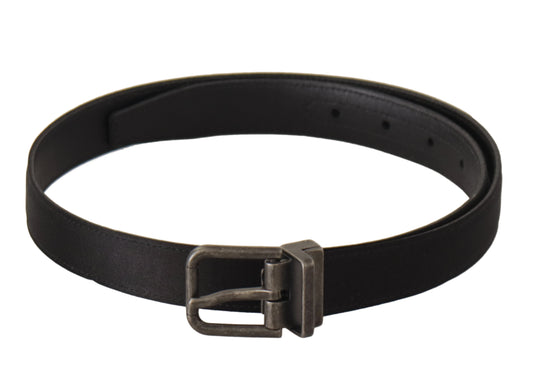 Dolce & Gabbana Zwarte Kalfsleren Vintage Metalen Gesp Riem