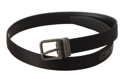 Dolce & Gabbana Zwarte Kalfsleren Vintage Metalen Gesp Riem