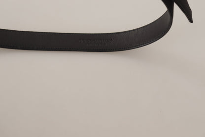 Dolce & Gabbana Zwarte Kalfsleren Vintage Metalen Gesp Riem