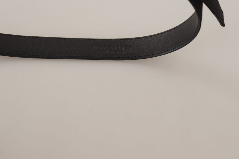 Dolce & Gabbana Ceinture en Cuir de Veau Noir avec Boucle Métallique Vintage
