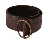 Dolce & Gabbana Ceinture Large en Cuir Brun avec Boucle Logo