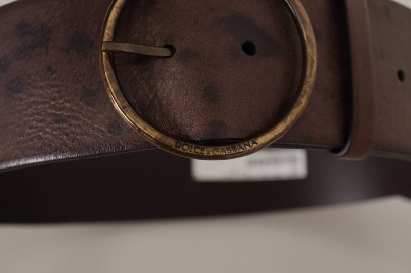 Dolce & Gabbana Ceinture Large en Cuir Brun avec Boucle Logo