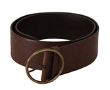 Dolce & Gabbana Ceinture Large en Cuir Marron avec Boucle Logo