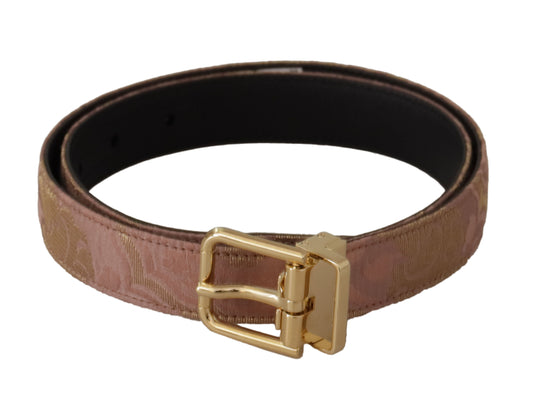 Dolce & Gabbana Roségouden leren riem met metalen gesp en gegraveerd logo