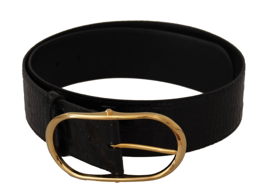 Dolce & Gabbana Zwarte Leren Riem met Goudkleurige Metalen Gesp