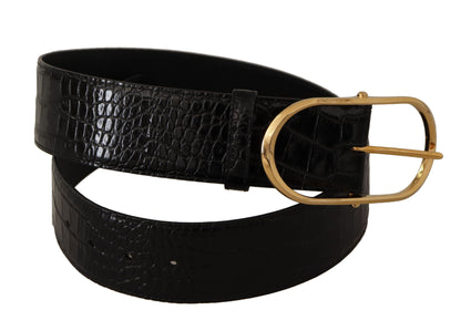 Dolce & Gabbana Zwarte Leren Riem met Goudkleurige Metalen Gesp