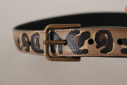 Dolce & Gabbana Bruine Luipaardprint Vintage Metalen Taille Gesp Riem