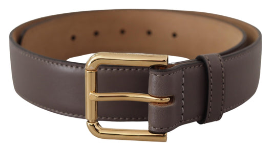 Dolce & Gabbana Grijze Kalfsleren Riem met Gouden Metalen Logo Gesp